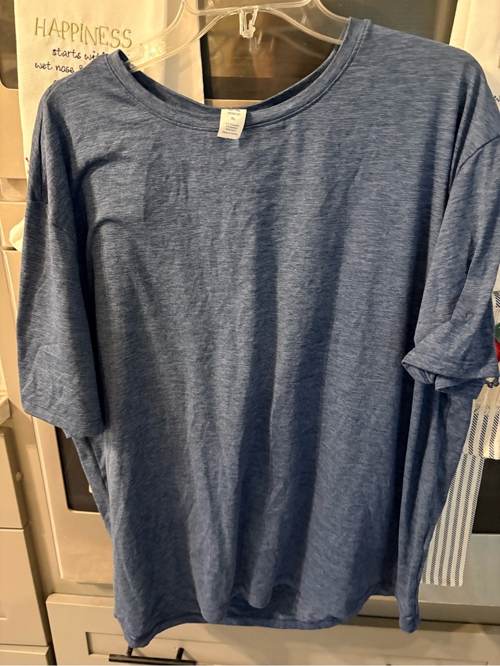 Xersion Heather Navy Short-Sleeve Crew T-Shirt
